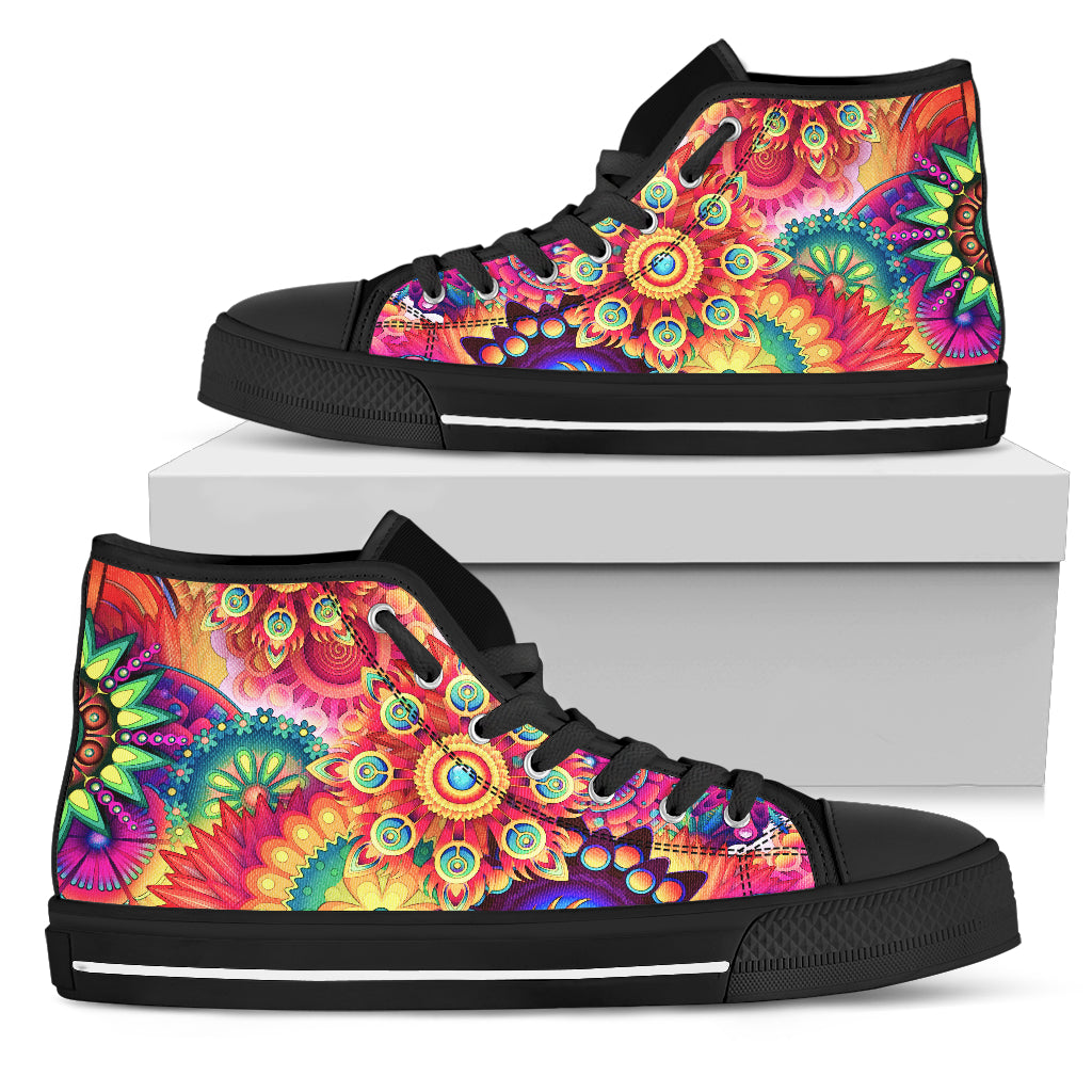 Vibrant Hippie Women's High Top Canvas Rave Shoes