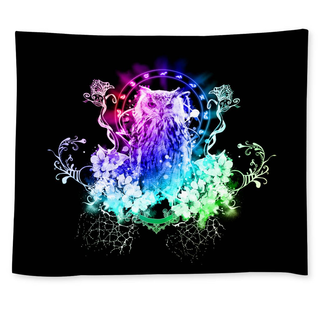 Trippy Neon Owl Wall Tapestry - Mind Gone