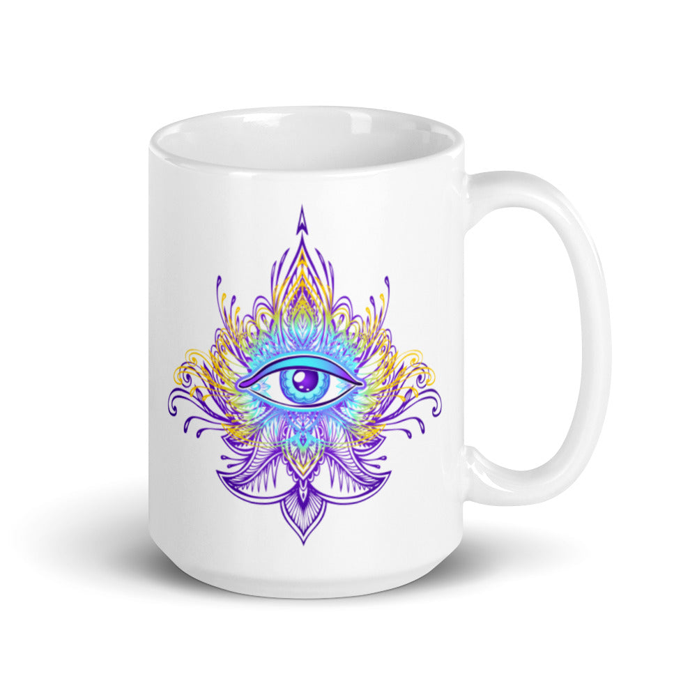 All Seeing Eye Ceramic Mug - Blue Lilac Gold