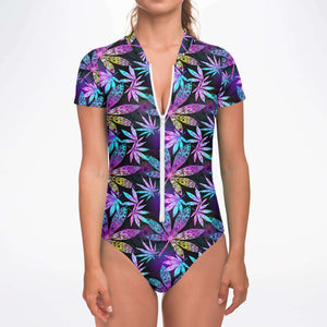 Trippy Cannabis Psychedelic Short Sleeve Bodysuit