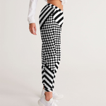 Black & White Checkered Zebra Striped Festival Women's Track Pants - Mind Gone