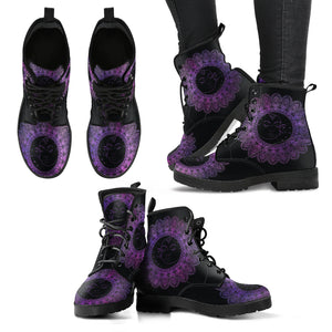 Purple Celestial Mandala Women's Leather Boots - Mind Gone