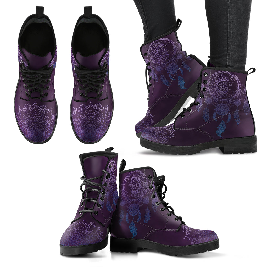 Purple Dreamcatcher Mandala Leather Boots - Mind Gone