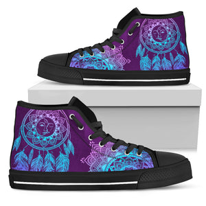 Purple Dreamcatcher Mandala Black High Top Sneakers