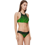 Green Liquid Marbling Banded Triangle Bikini Set