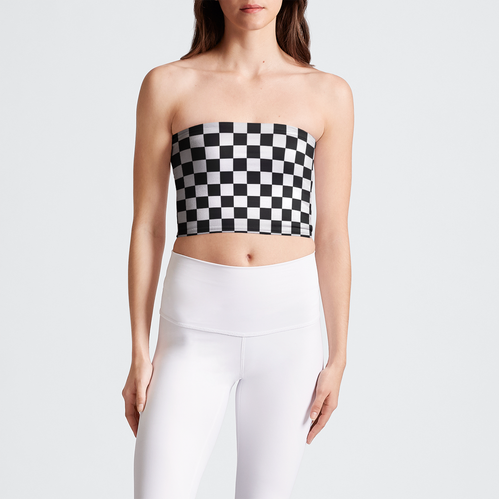 Checkered Black White Tube Top