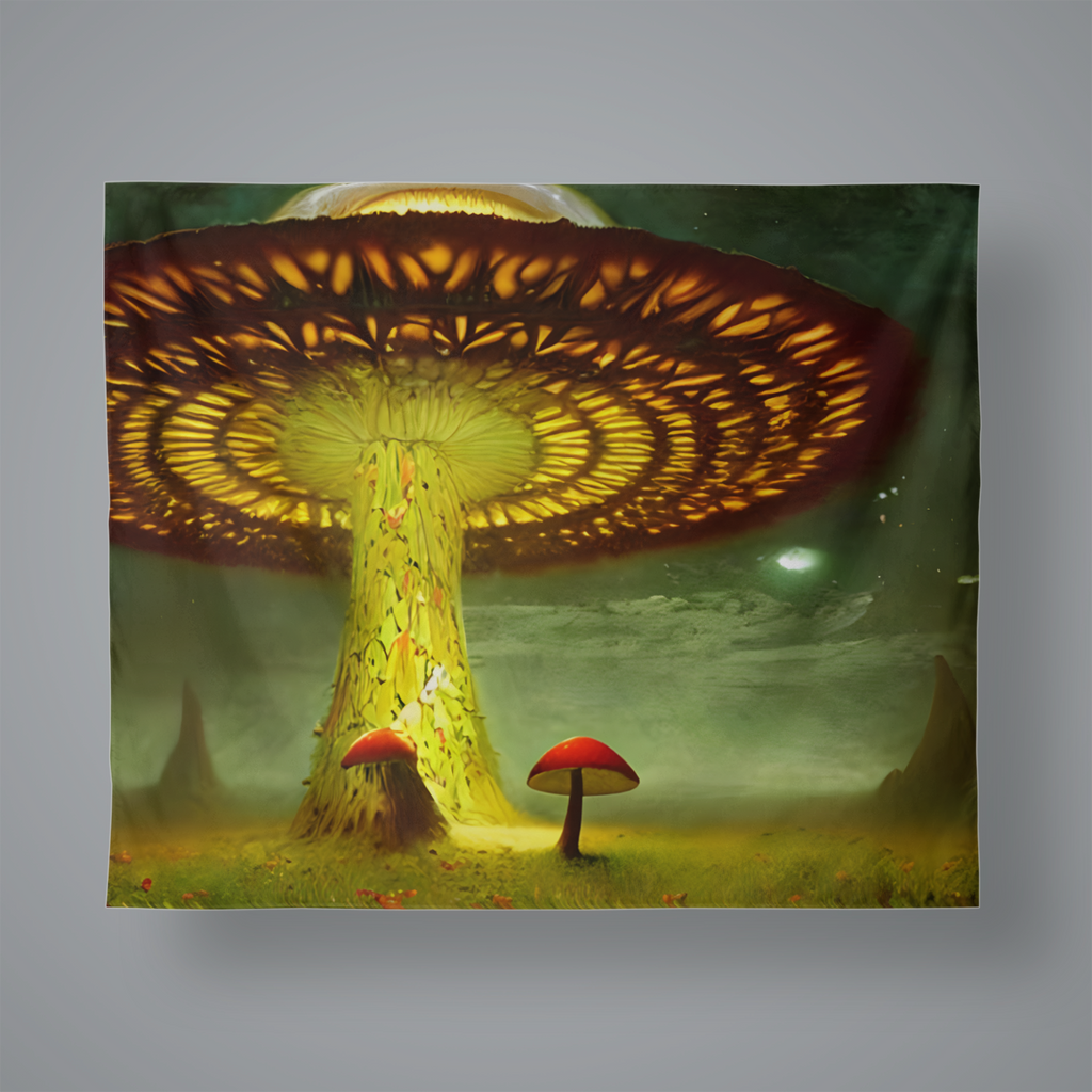 Fantasy Mushroom Dream Wall Tapestry