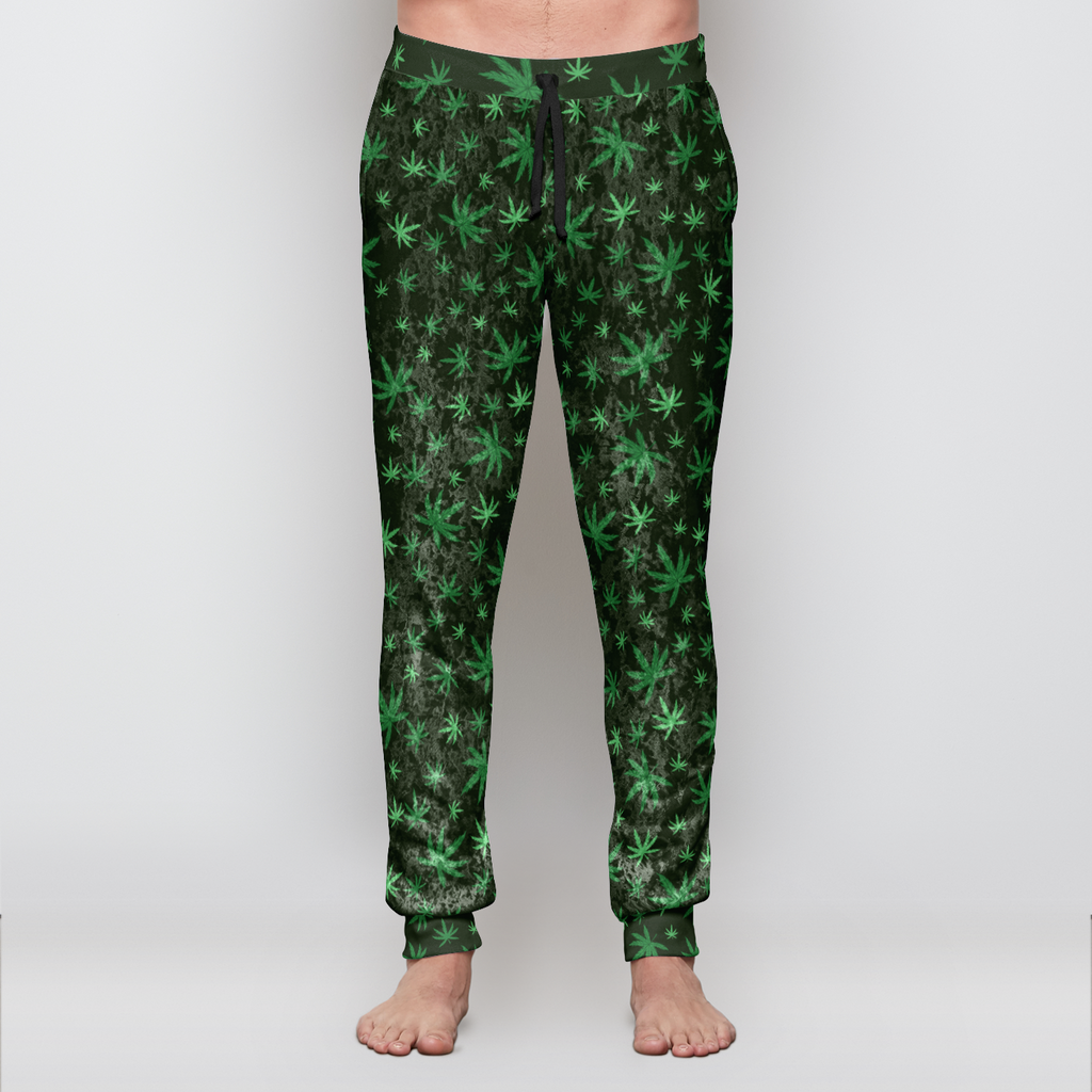 Kush Weed Mens Velvet Joggers