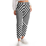 Black & White Checkered Zebra Striped Festival Women's Track Pants - Mind Gone