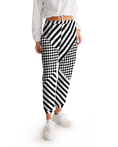 Black & White Checkered Zebra Striped Festival Women's Track Pants - Mind Gone