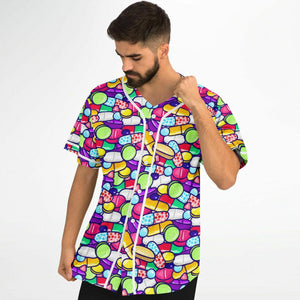 Trippy Colorful Pills EDM Baseball Jersey