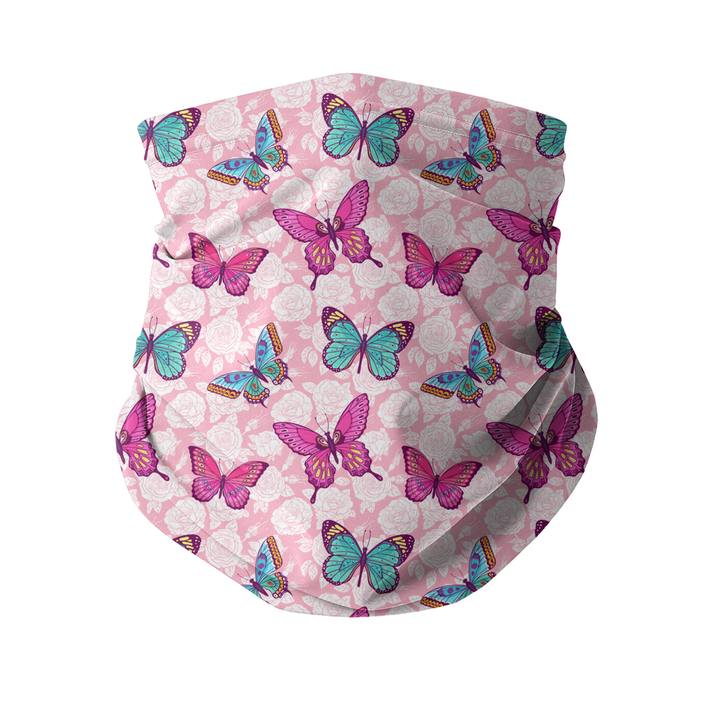 Butterflies Roses Neck Gaiter