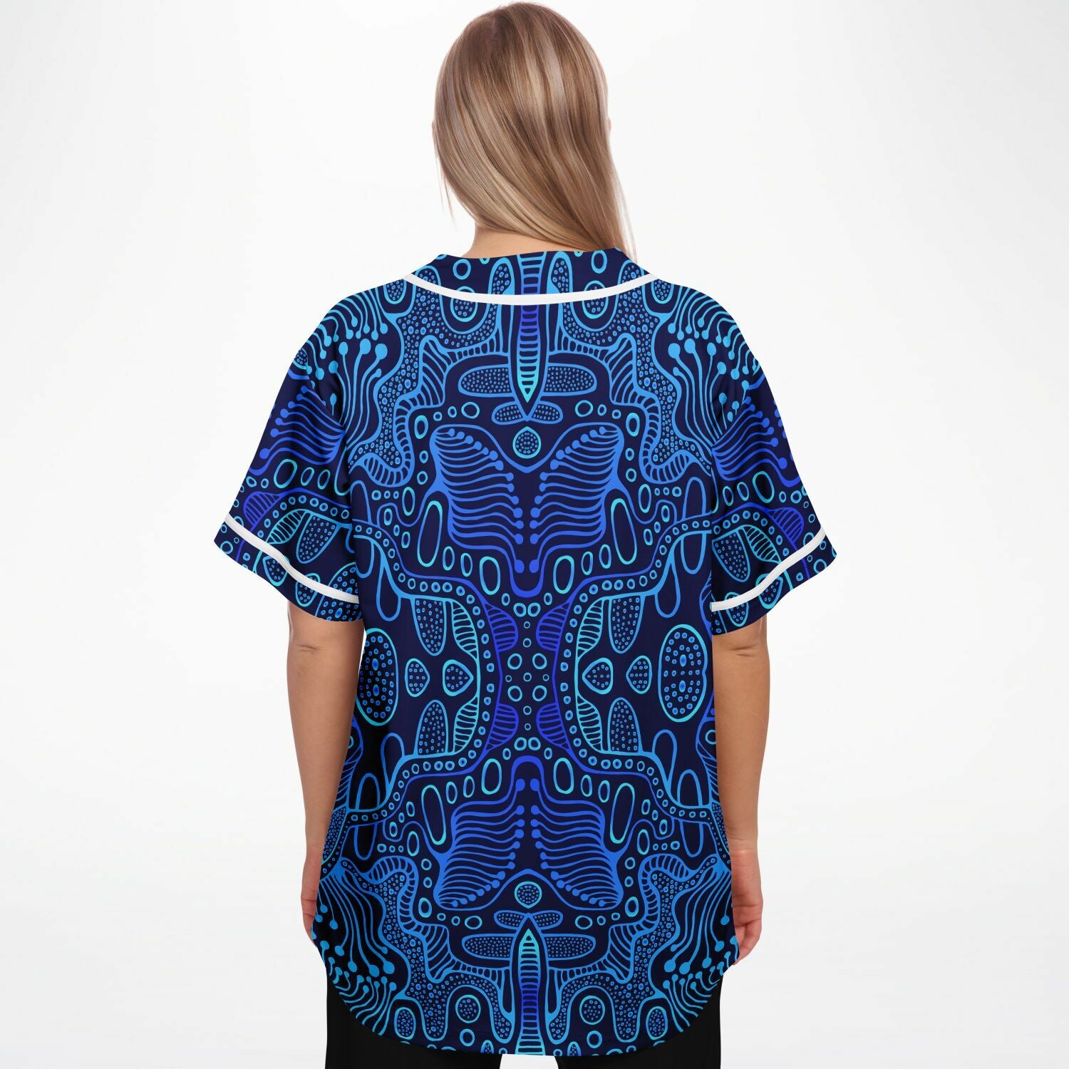 Blue Psychedelic Trance Baseball Jersey