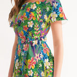 Tropical Floral Women's Off-Shoulder Dress