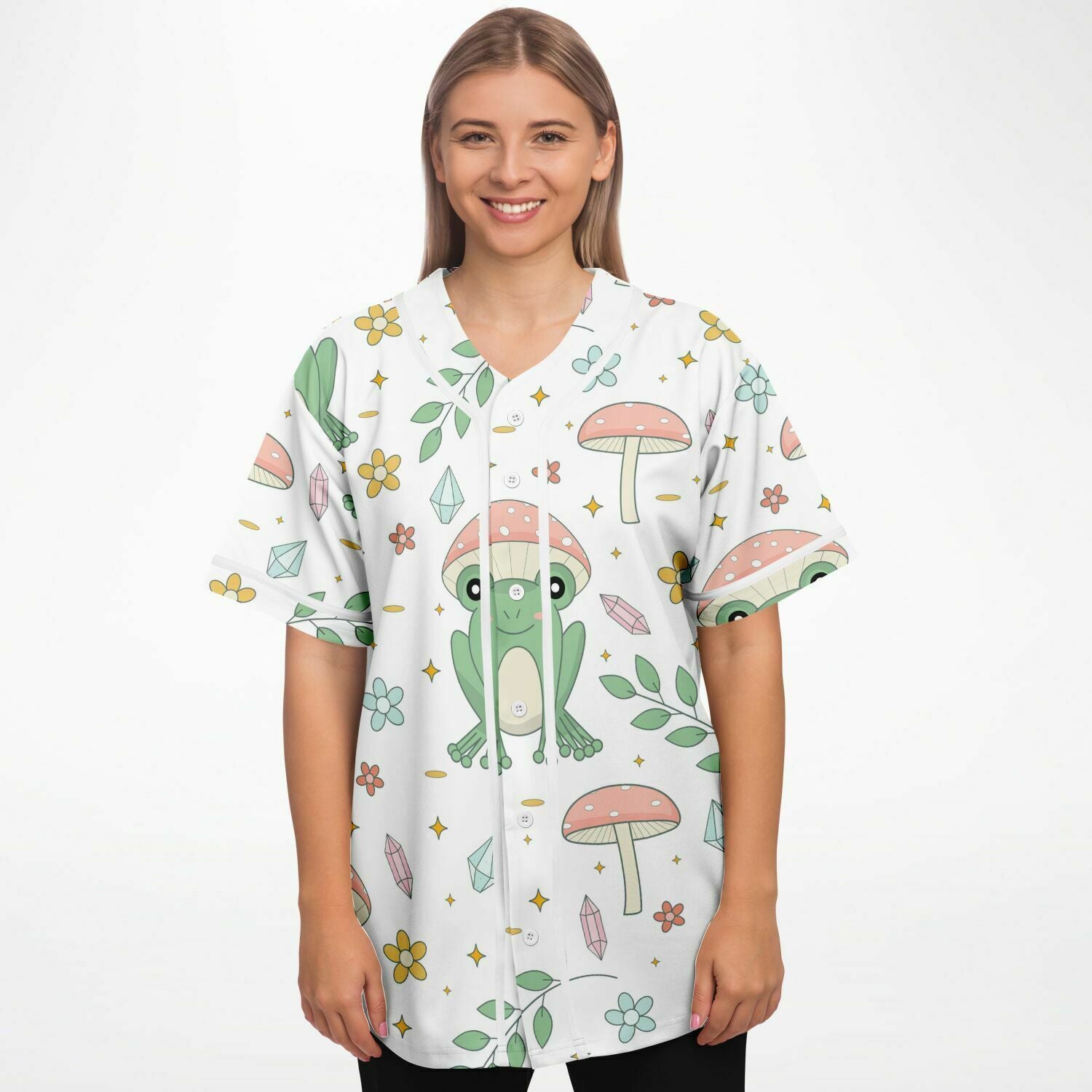 Boho Mushroom Froggy Baseball Jersey