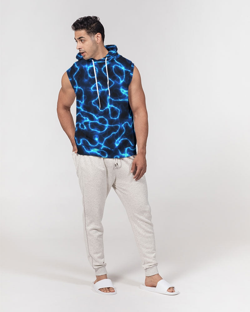 Electric Blue Lightning Men's Premium Heavyweight Sleeveless Hoodie