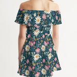 Beautiful Daisy Flowers Women's Off-Shoulder Dress