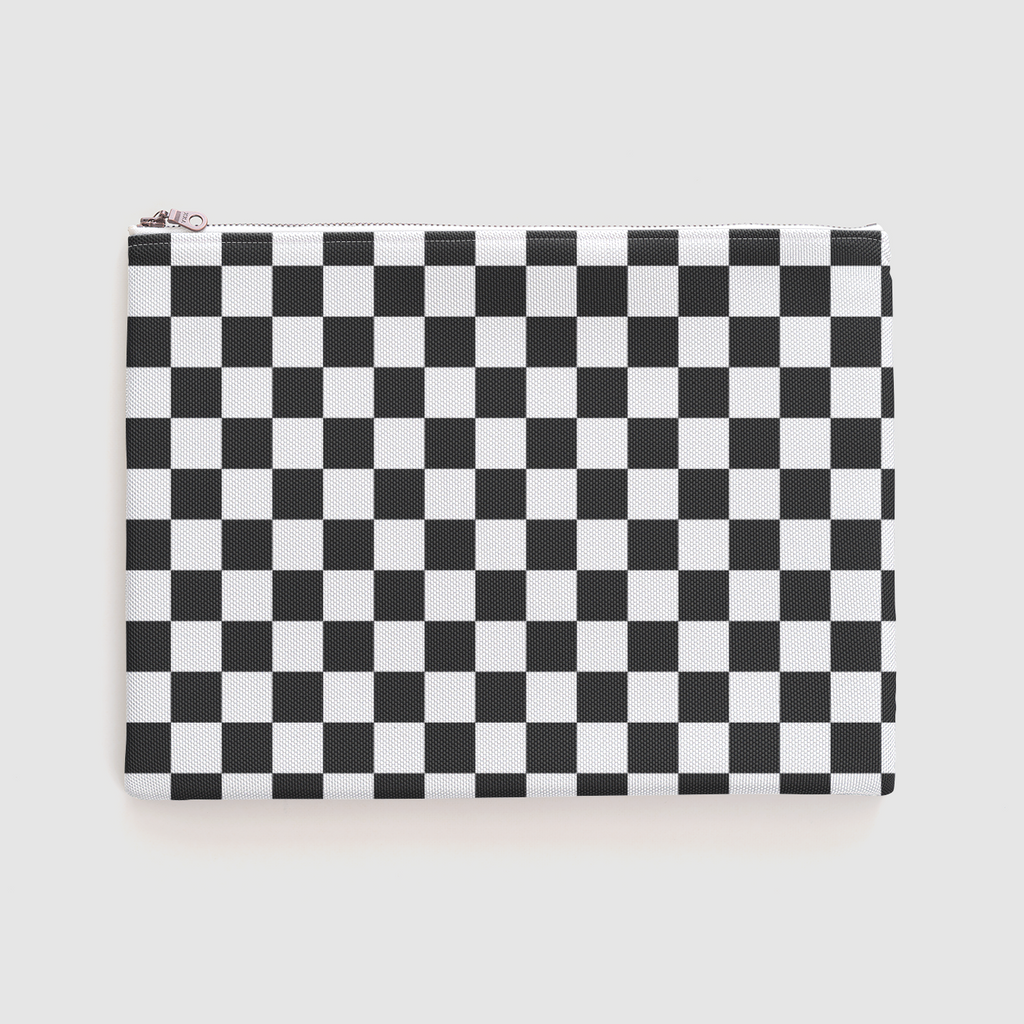 Black White Checkerboard Zipper Pouch