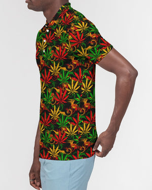 Rasta Ganja Men's Slim Fit Short Sleeve Polo