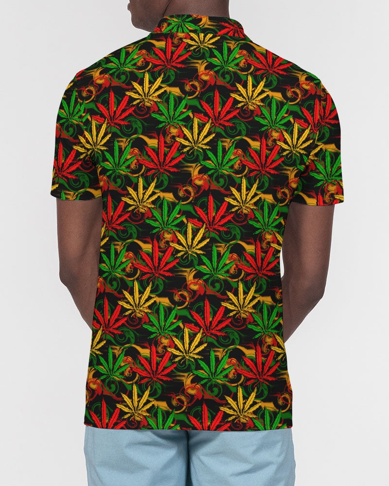 Rasta Ganja Men's Slim Fit Short Sleeve Polo