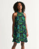 Tropical Green Palm Leaves Monstera Women's Halter Dress