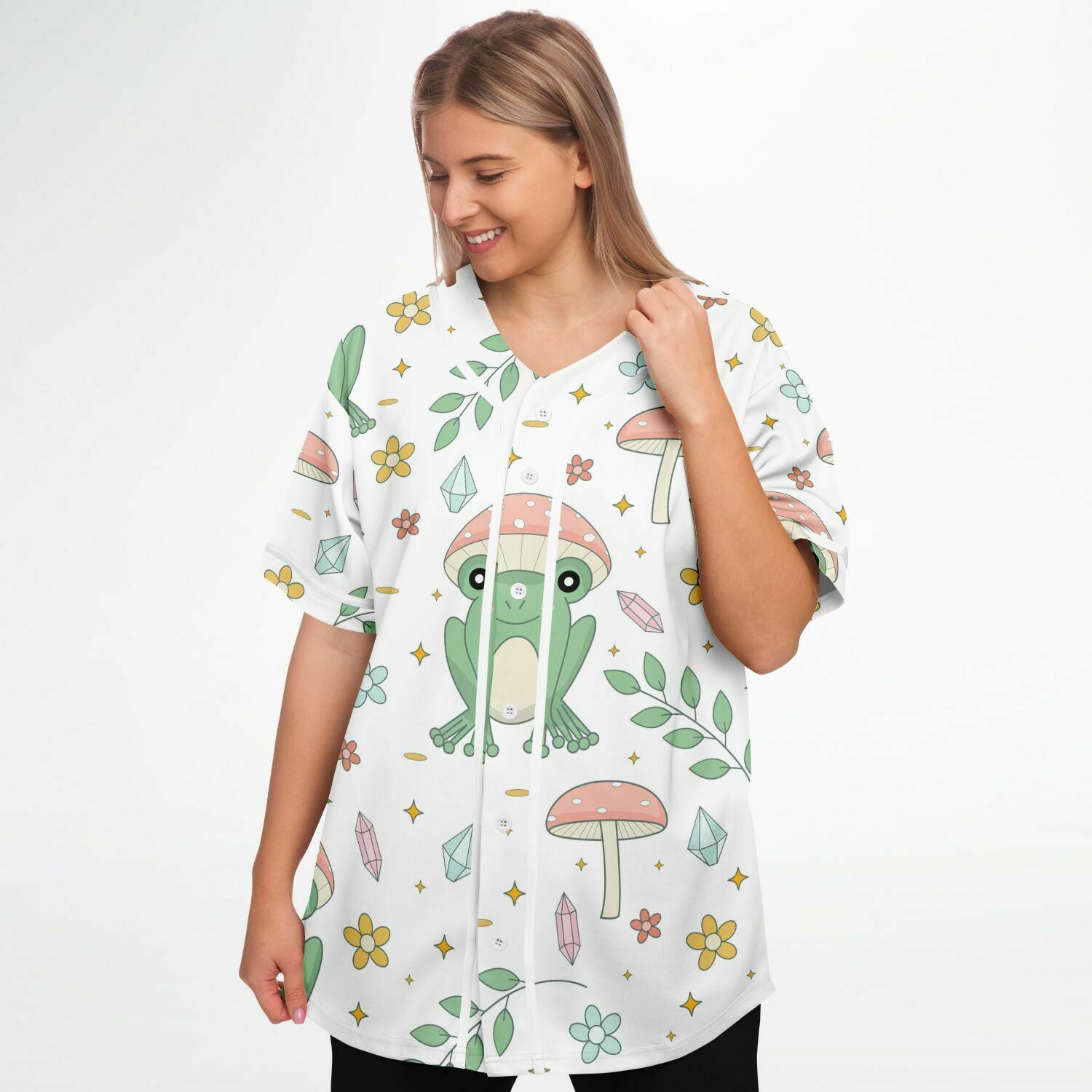 Boho Mushroom Froggy Baseball Jersey