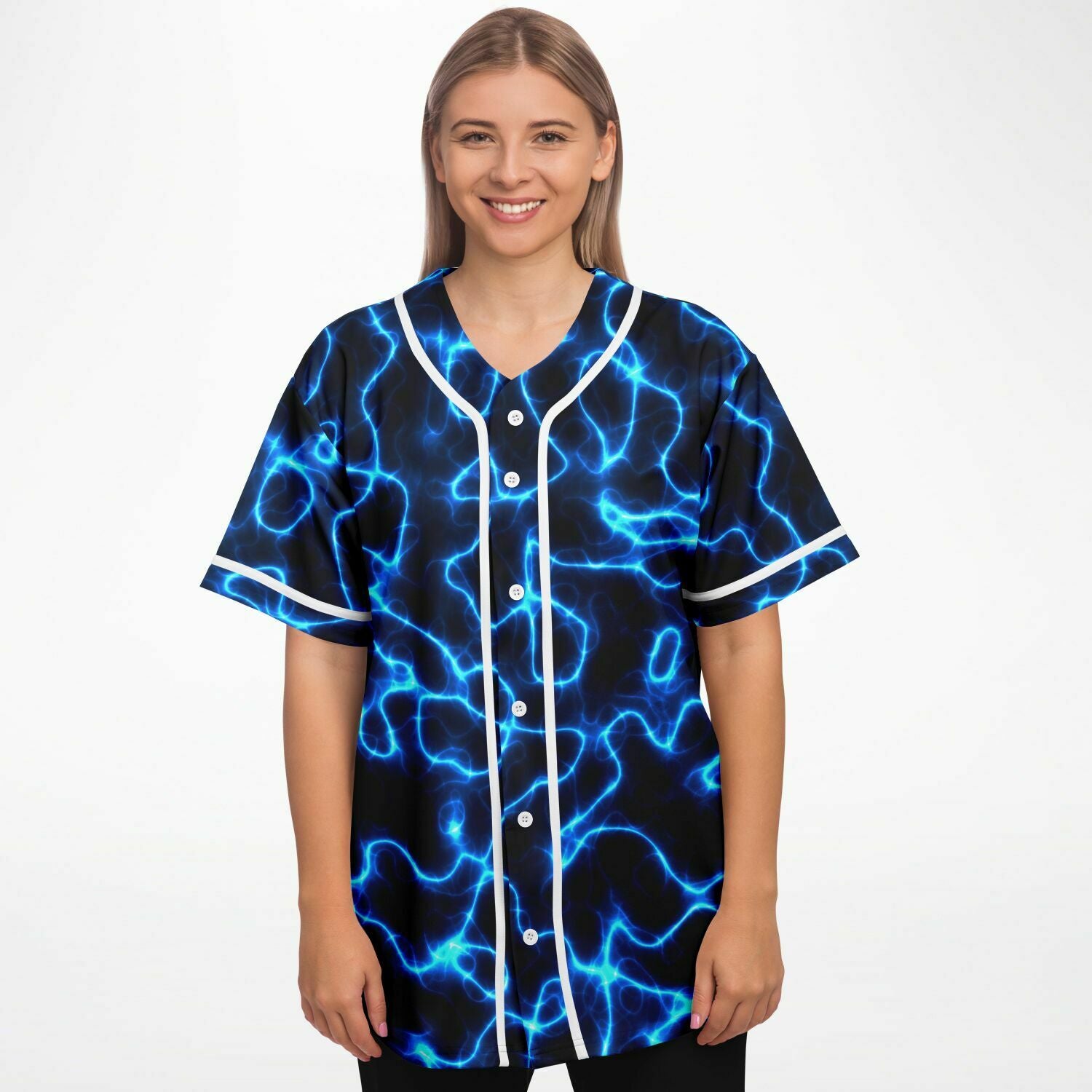 Electric Blue Lightning Festival Rave Jersery