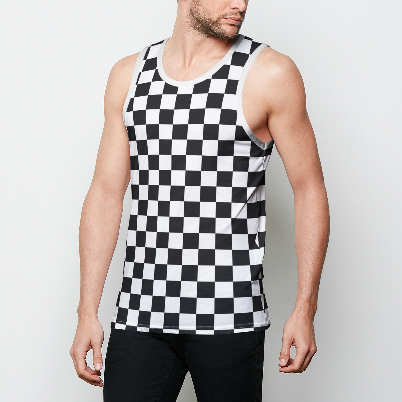 Checkered Rave Mens Binded Tank Top