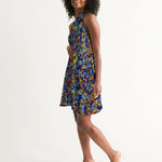 Blue Botanical Floral Women's Halter Dress