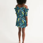 Tropical Flora Summer Women's Open Shoulder A-Line Dress