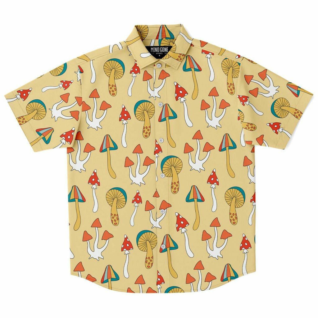 Groovy Mushroom Short Sleeve Button Down Shirt