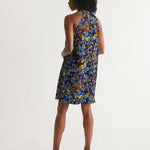 Blue Botanical Floral Women's Halter Dress