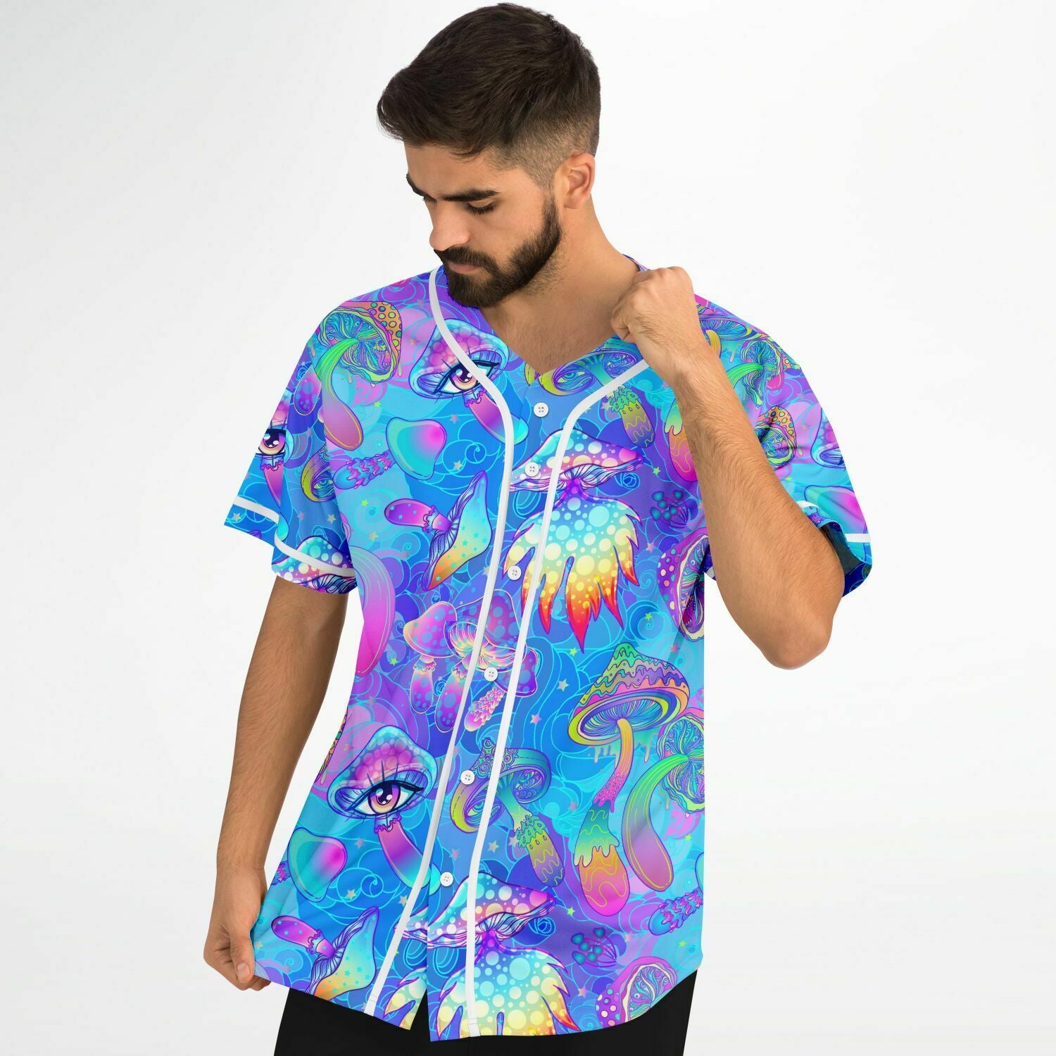 Blue Psychedelic Mushrooms Rave Jersey