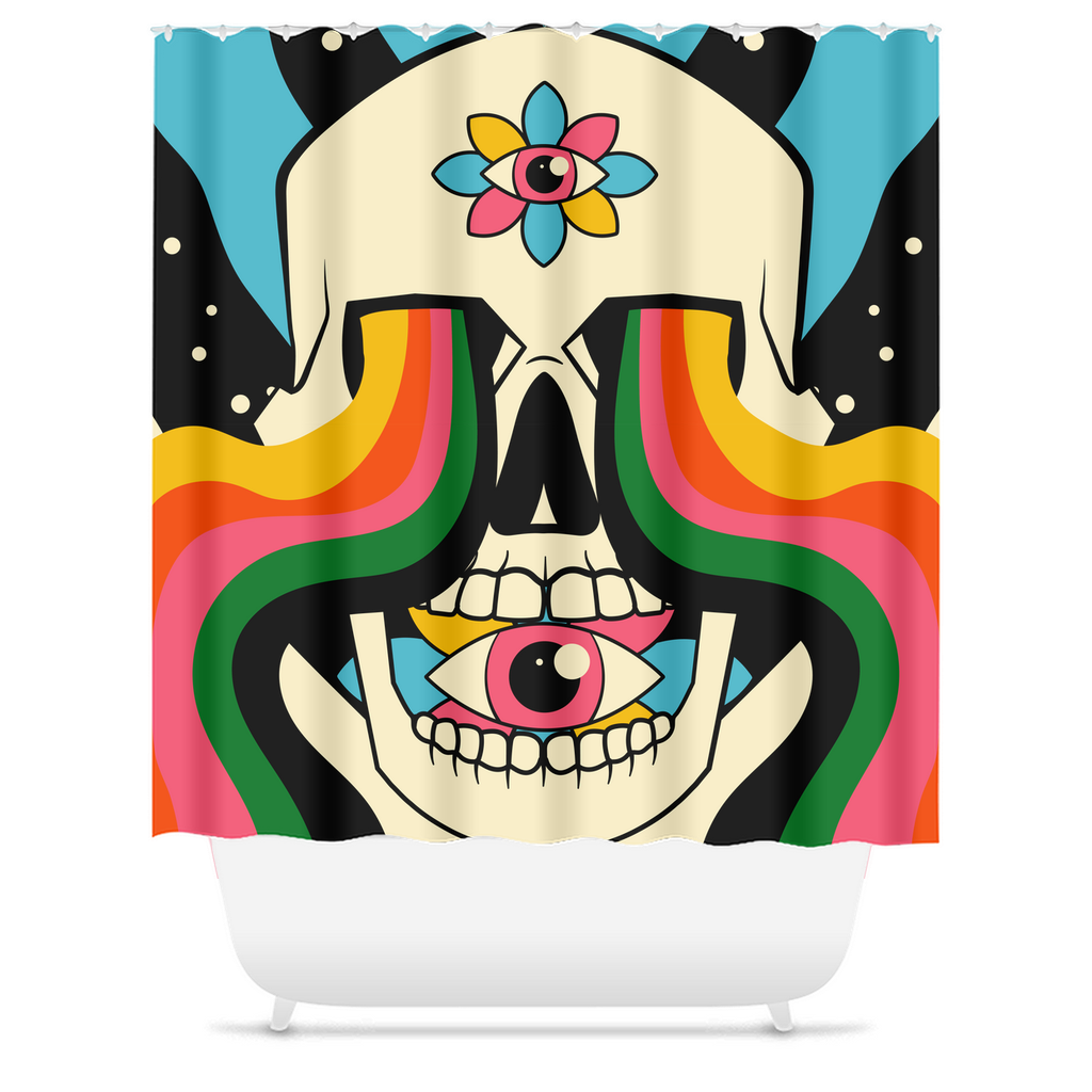 Skull All Seeing Eye Rainbow Rays Shower Curtain