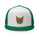 Groovy Trippy Hippie Cat Trucker Cap