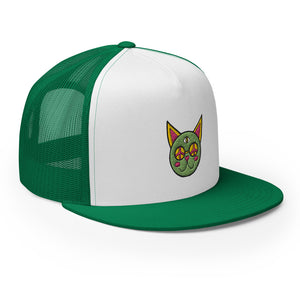 Groovy Trippy Hippie Cat Trucker Cap