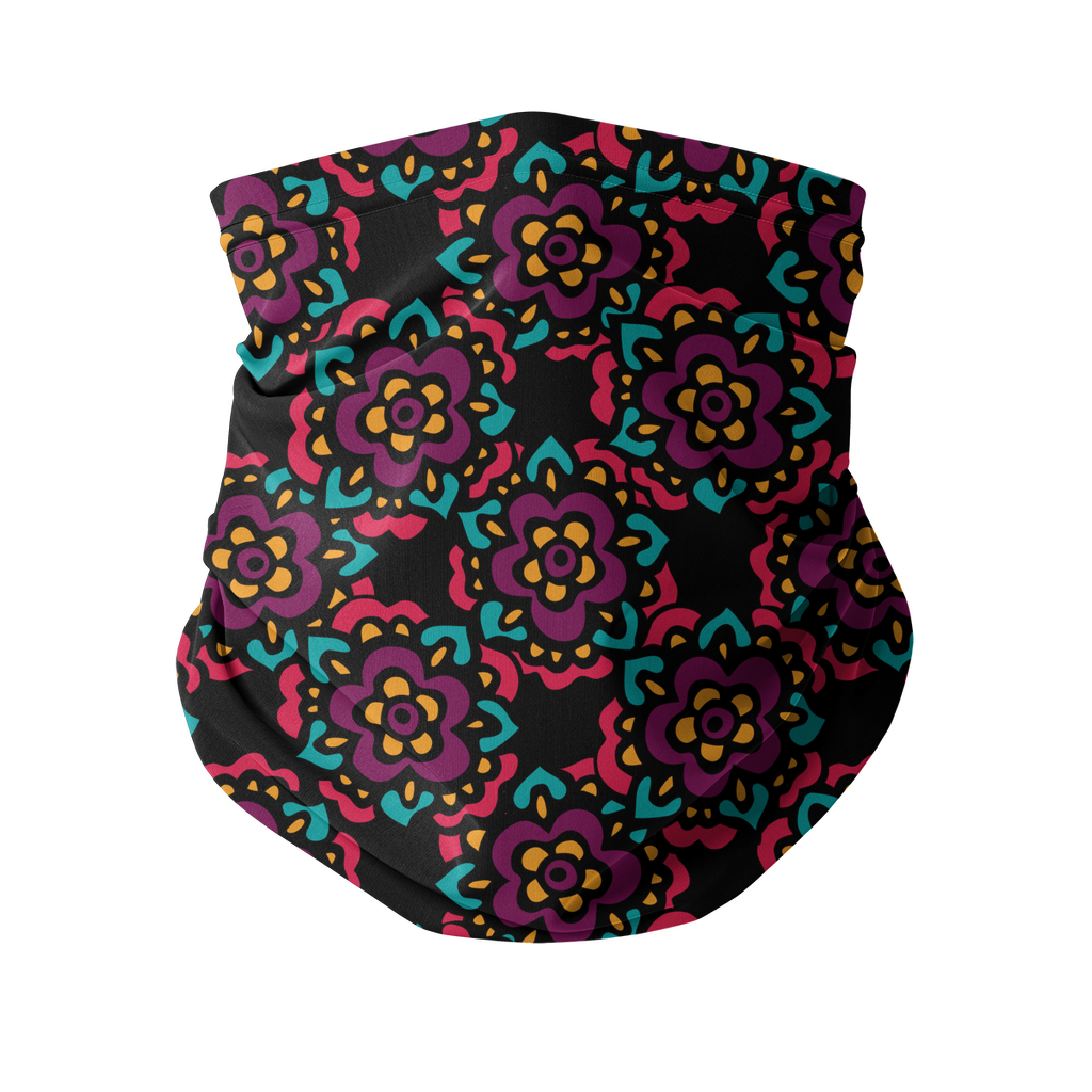 Dark Floral Hippie Neck Gaiter