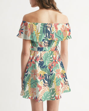 Summer Tropical Floral Women's Off-Shoulder Dress