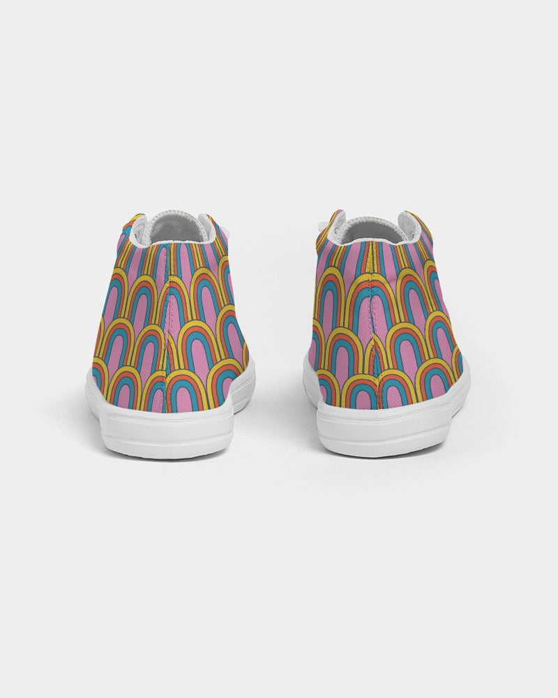 Groovy Summer Rainbows Kids Hightop Canvas Shoes