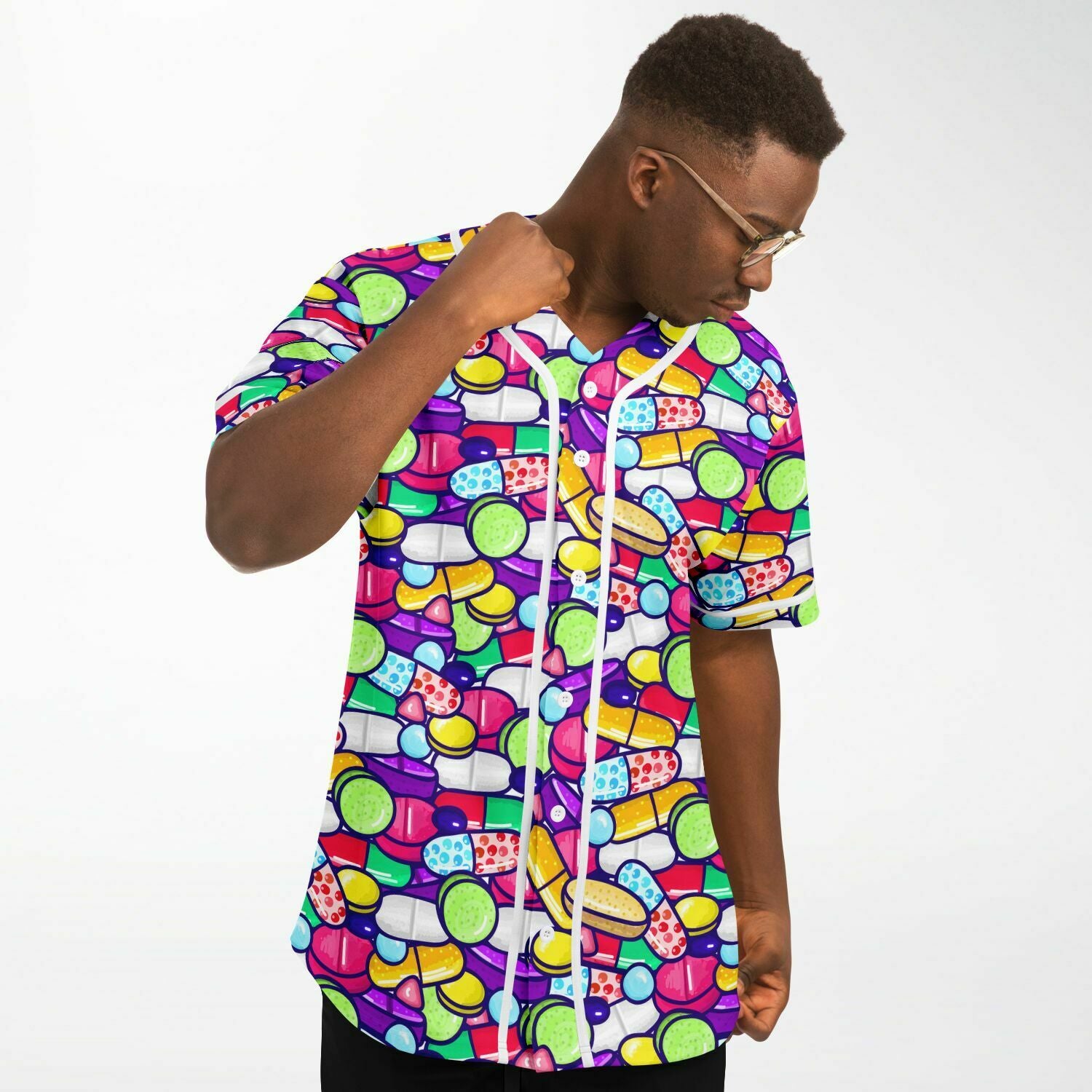 Trippy Colorful Pills EDM Baseball Jersey