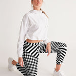 Black & White Checkered Zebra Striped Festival Women's Track Pants - Mind Gone