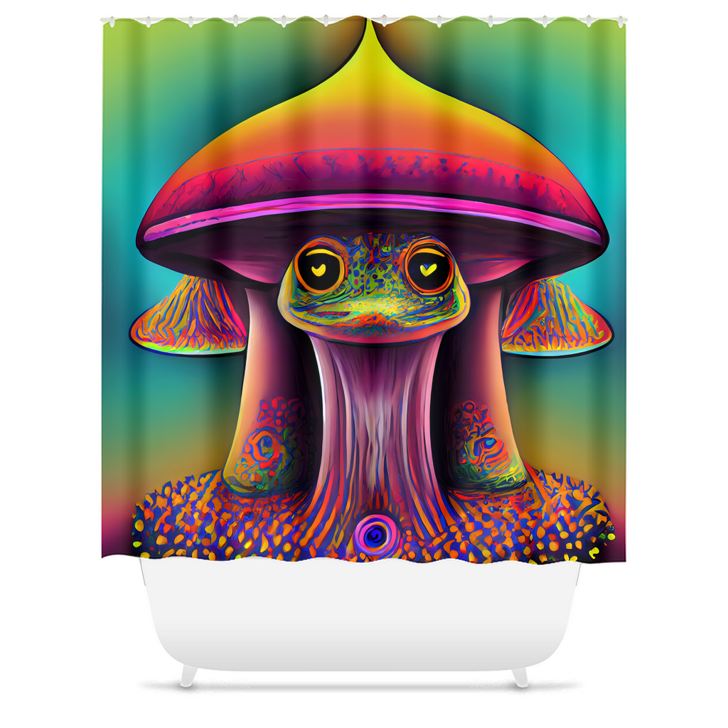 Cute Mushroom Frogcore Shower Curtain