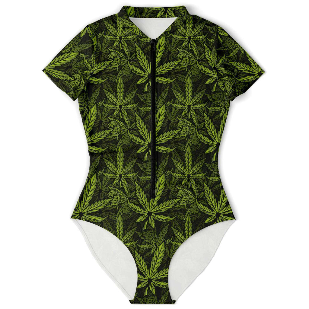 Cannabis Weed Short Sleeve Bodysuit