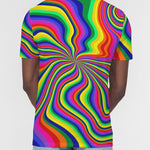 Neon Pour Rainbow Swirl Men's Slim Fit Short Sleeve Polo