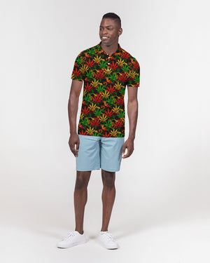 Rasta Ganja Men's Slim Fit Short Sleeve Polo