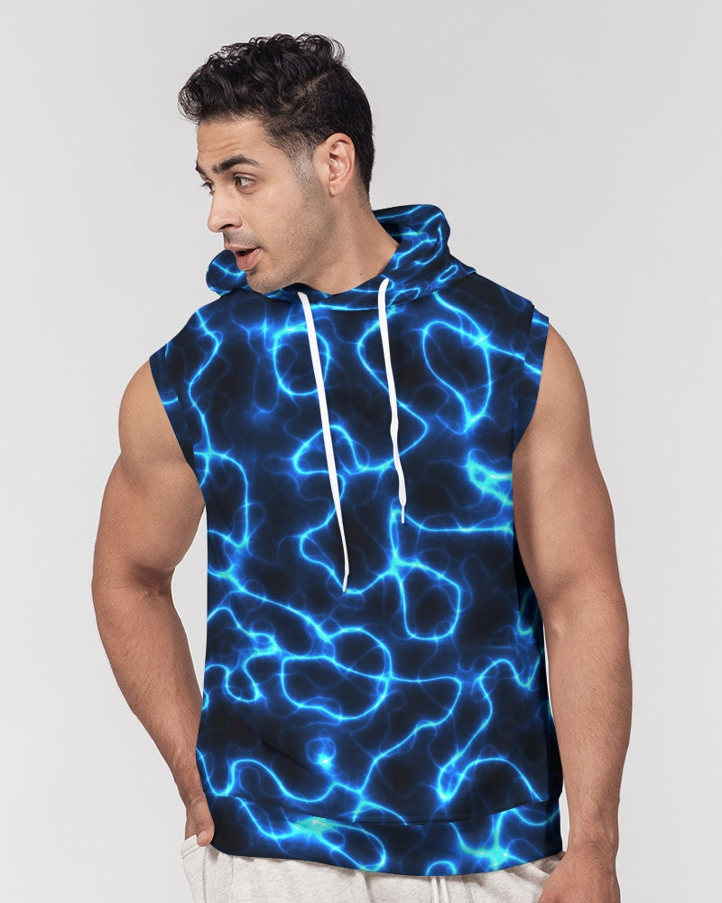 Electric Blue Lightning Men's Premium Heavyweight Sleeveless Hoodie