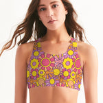 Groovy 60s Floral Women's Seamless Sports Bra