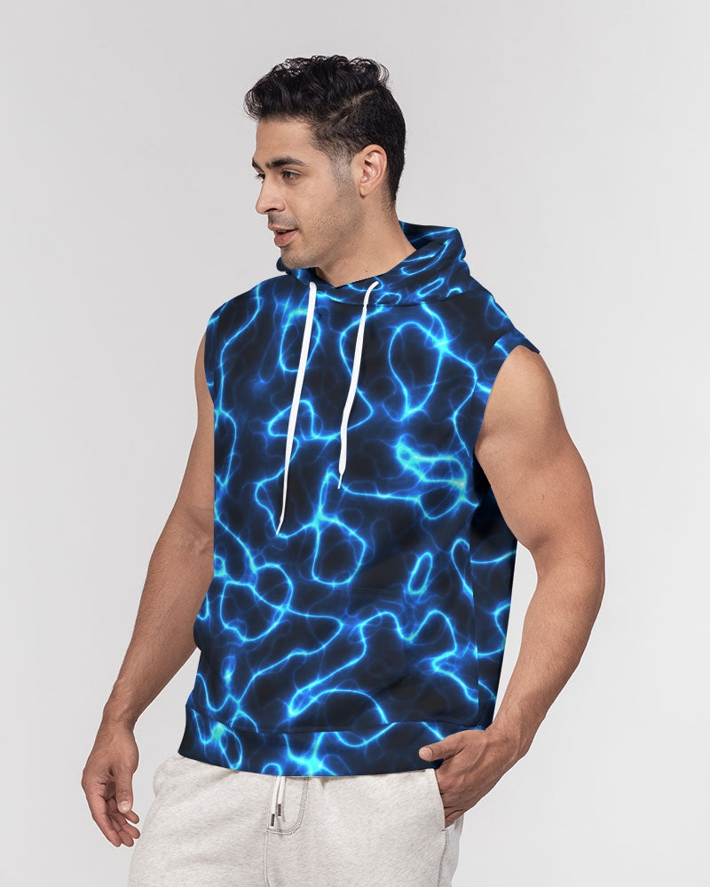 Electric Blue Lightning Men's Premium Heavyweight Sleeveless Hoodie