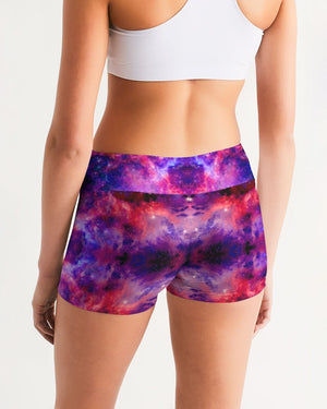 Psychedelic Deep Space Women's Mid-Rise Yoga Shorts