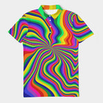 Neon Pour Rainbow Swirl Men's Slim Fit Short Sleeve Polo